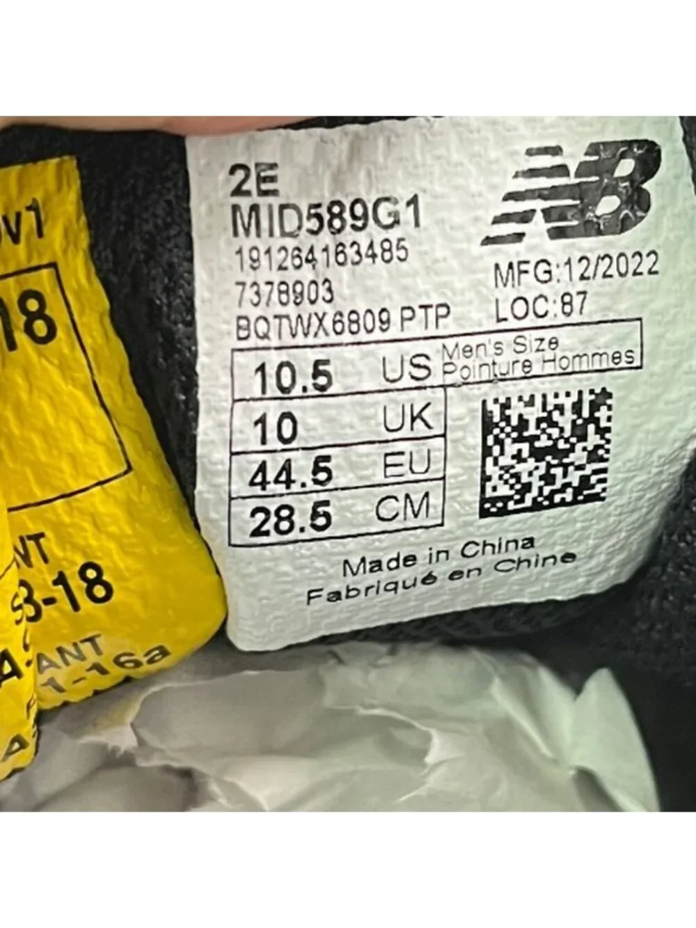 New Balance 589v1 Mens Size 10.5EE Black White Composite Toe Safety Work Shoes